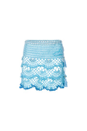 andreeva womens mini blue crochet skirt