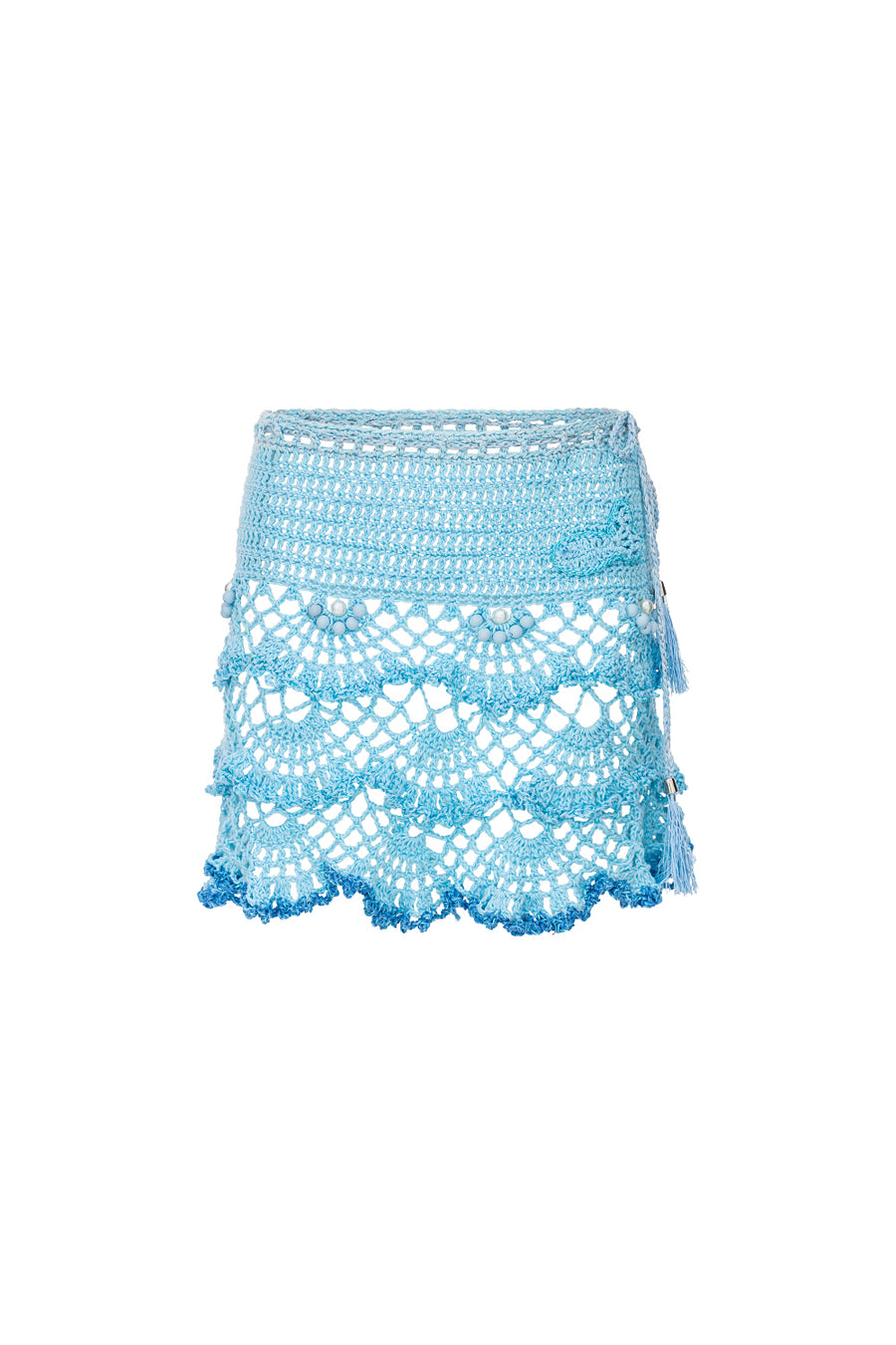 andreeva womens mini blue crochet skirt