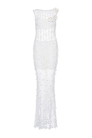 andreeva white handmade maxi crochet dress