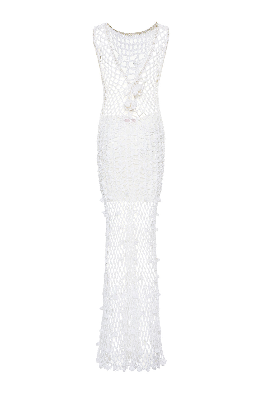 andreeva white handmade maxi crochet dress