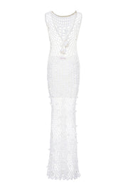 andreeva white handmade maxi crochet dress