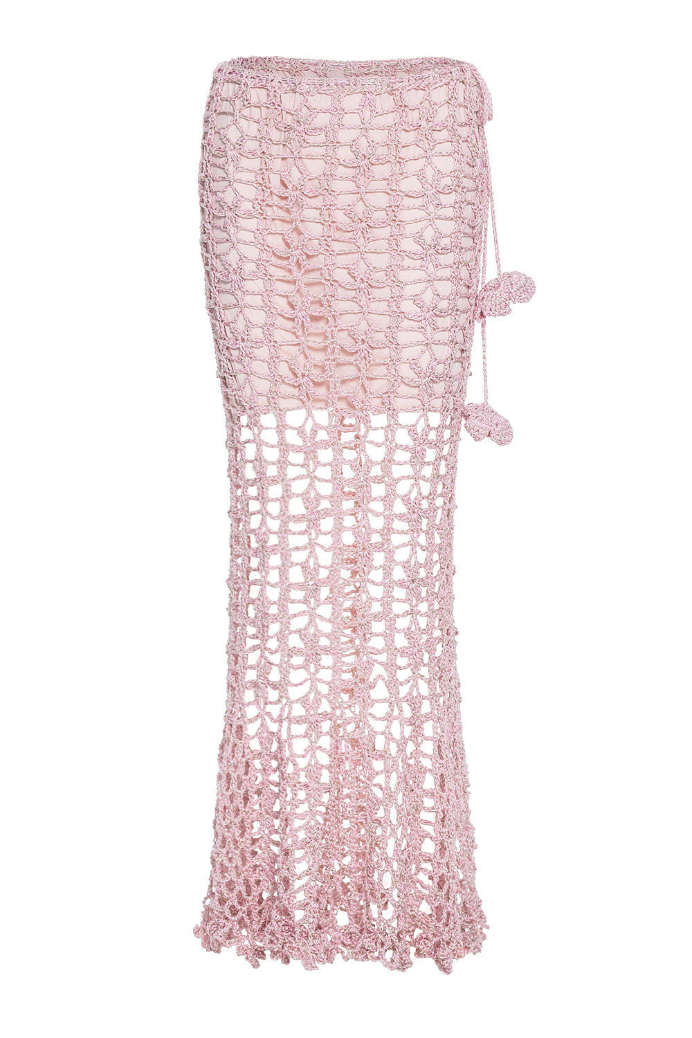 andreeva pink handmade crochet midi skirt