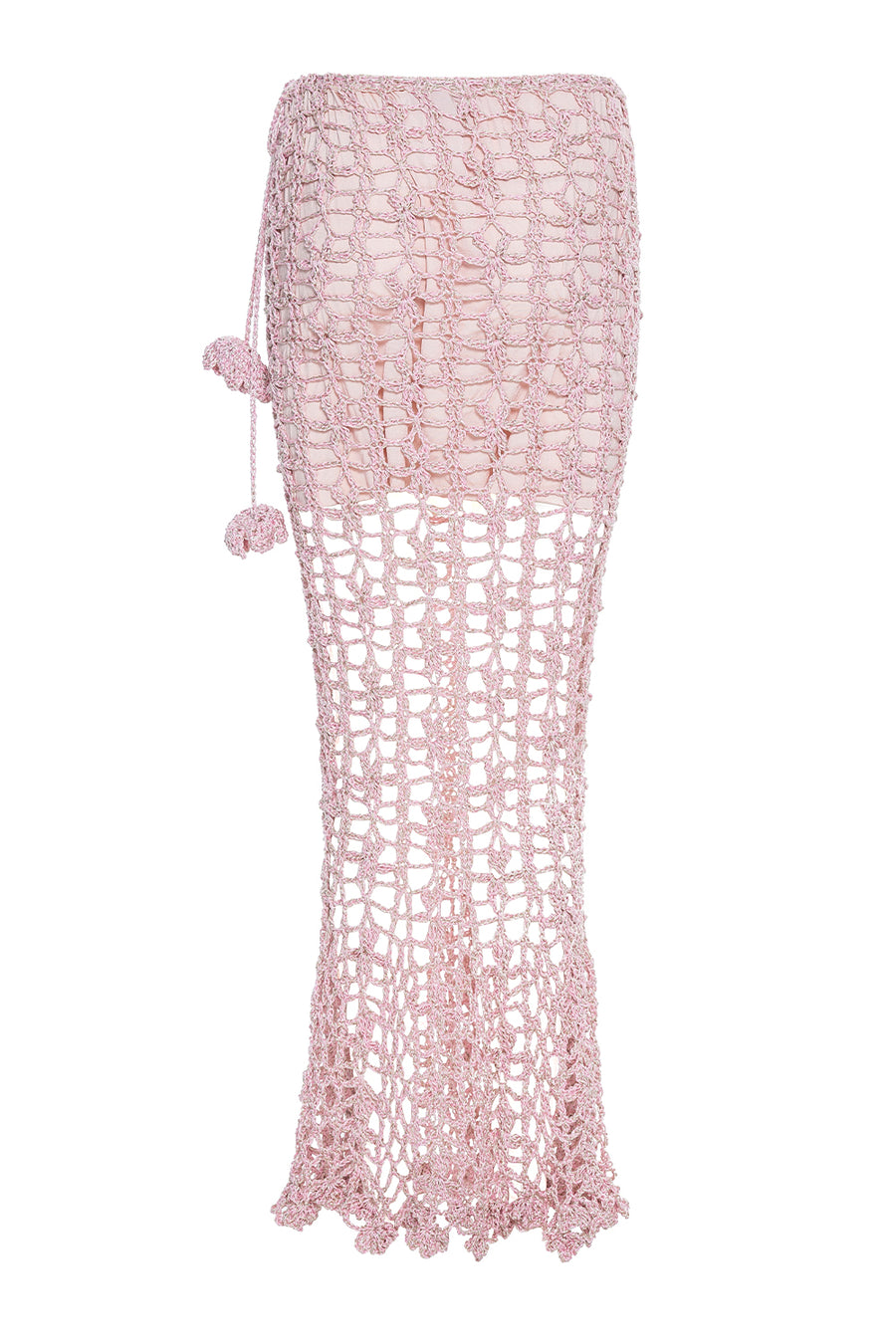 andreeva pink handmade crochet midi skirt