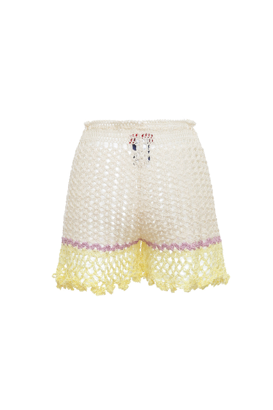 andreeva women's white handmade crochet shorts