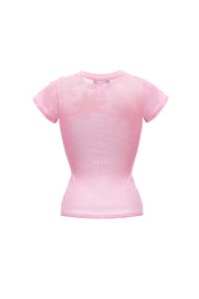 Malva Pink Knit Top With Handmade Embroidery