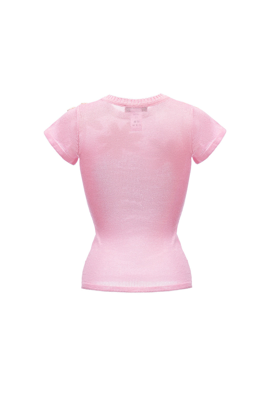 Malva Pink Knit Top With Handmade Embroidery