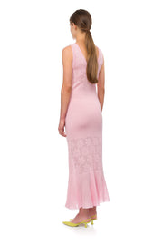 Champagne Rose Knit Dress With Feathers