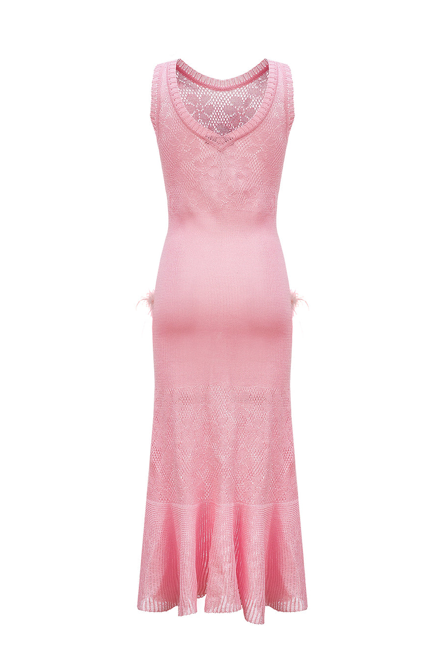 andreeva womens pink knit dress with feathers