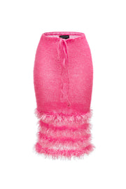 Pink Handmade Knit Skirt With Handmade Knit Details