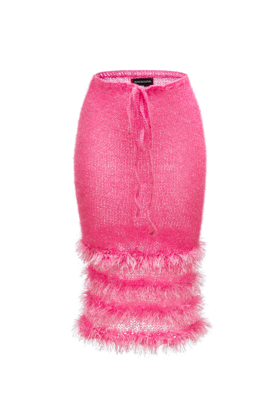 Pink Handmade Knit Skirt With Handmade Knit Details