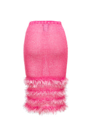 Pink Handmade Knit Skirt With Handmade Knit Details