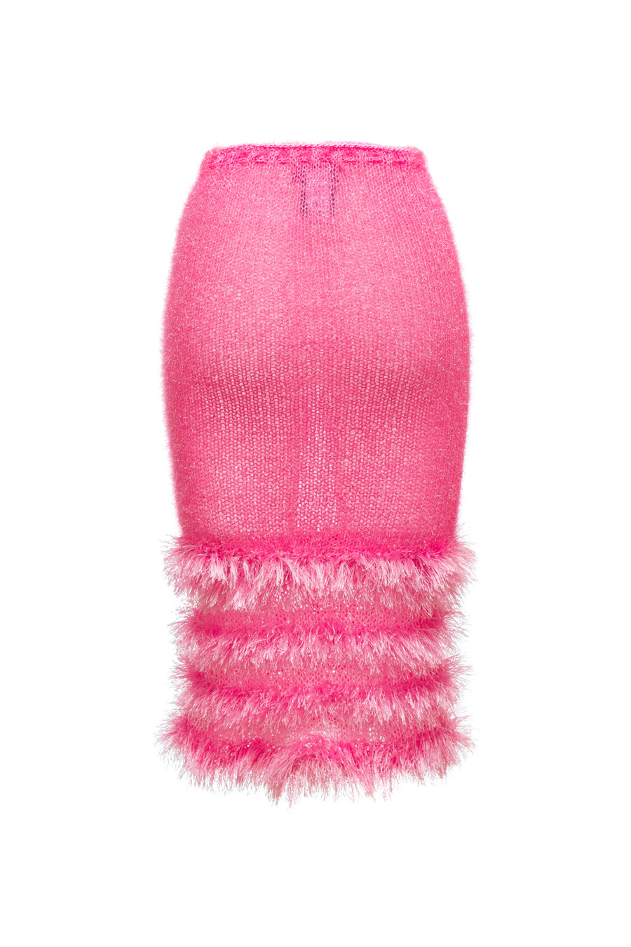 Pink Handmade Knit Skirt With Handmade Knit Details