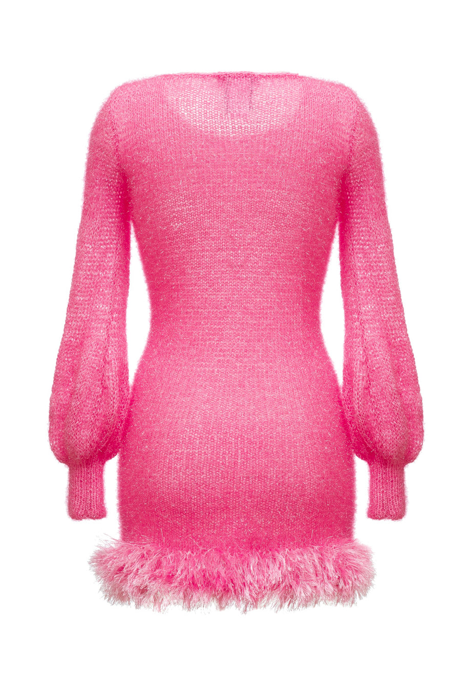 Pink handmade knit dress with glitter