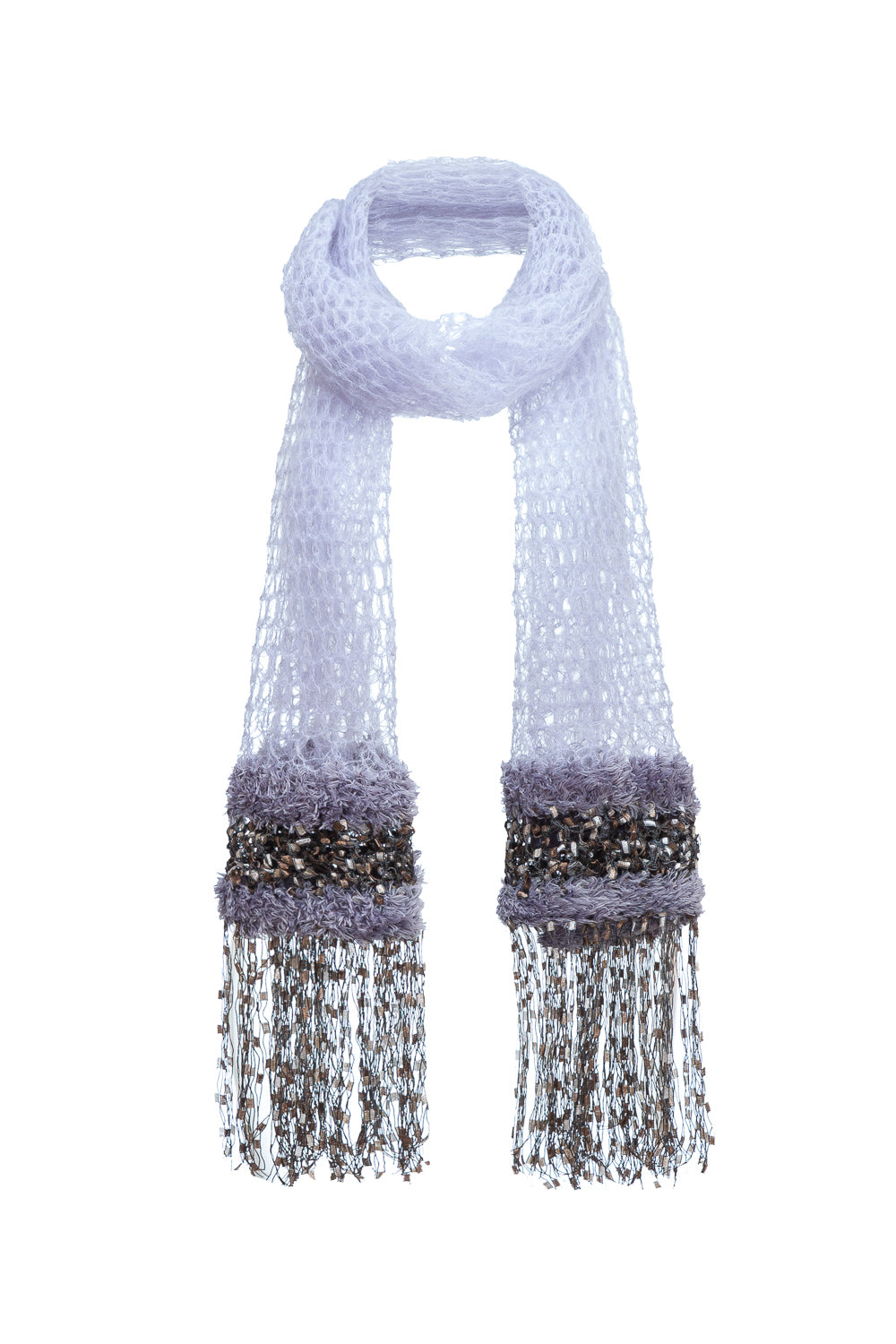 andreeva grey cashmere knit scarf