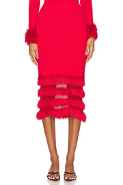 andreeva red knit skirt