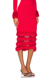 andreeva red knit skirt