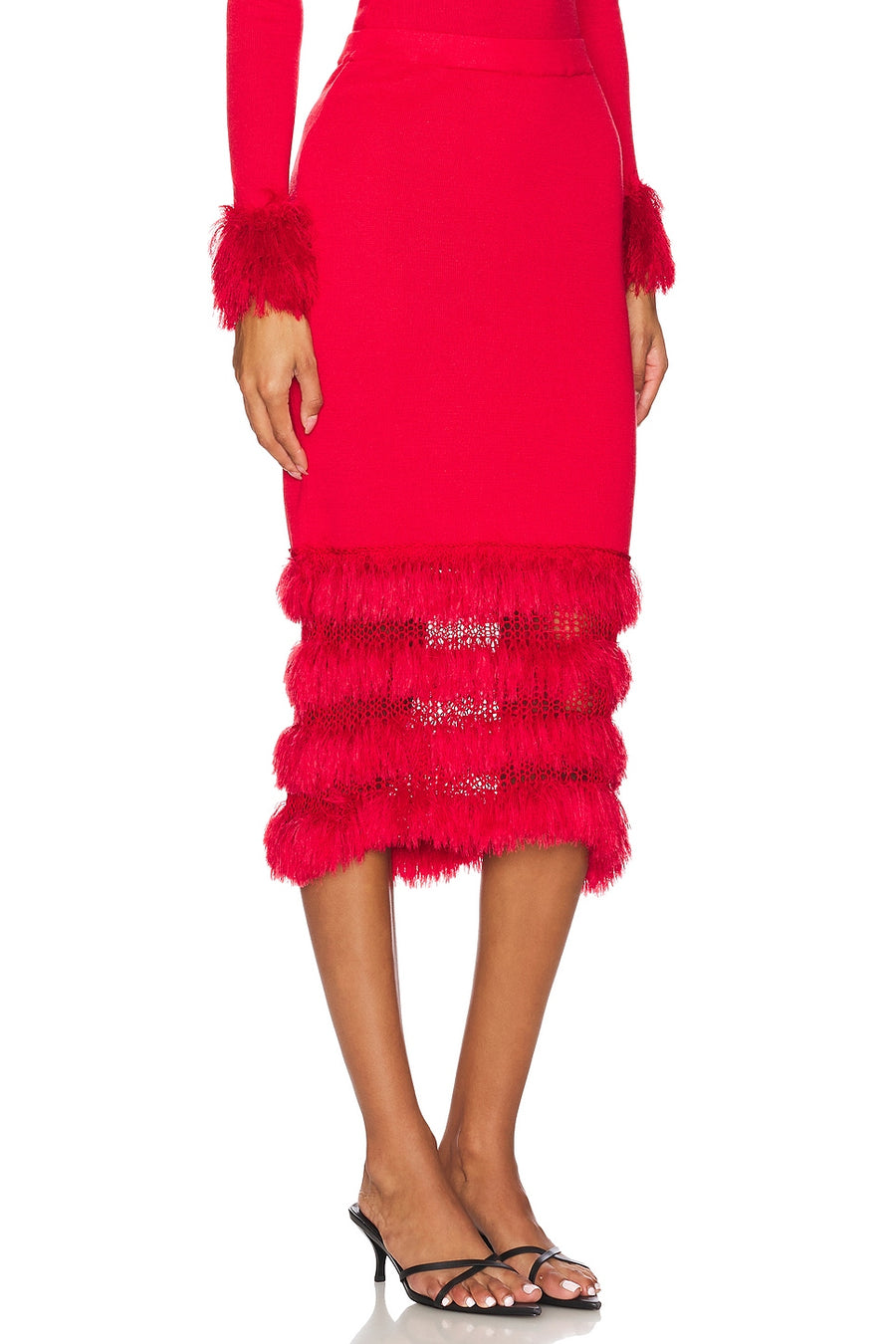 andreeva red knit skirt