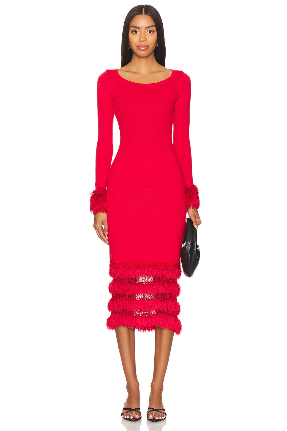 andreeva red knit skirt