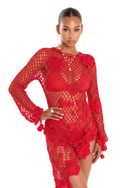 andreeva womens red crochet top