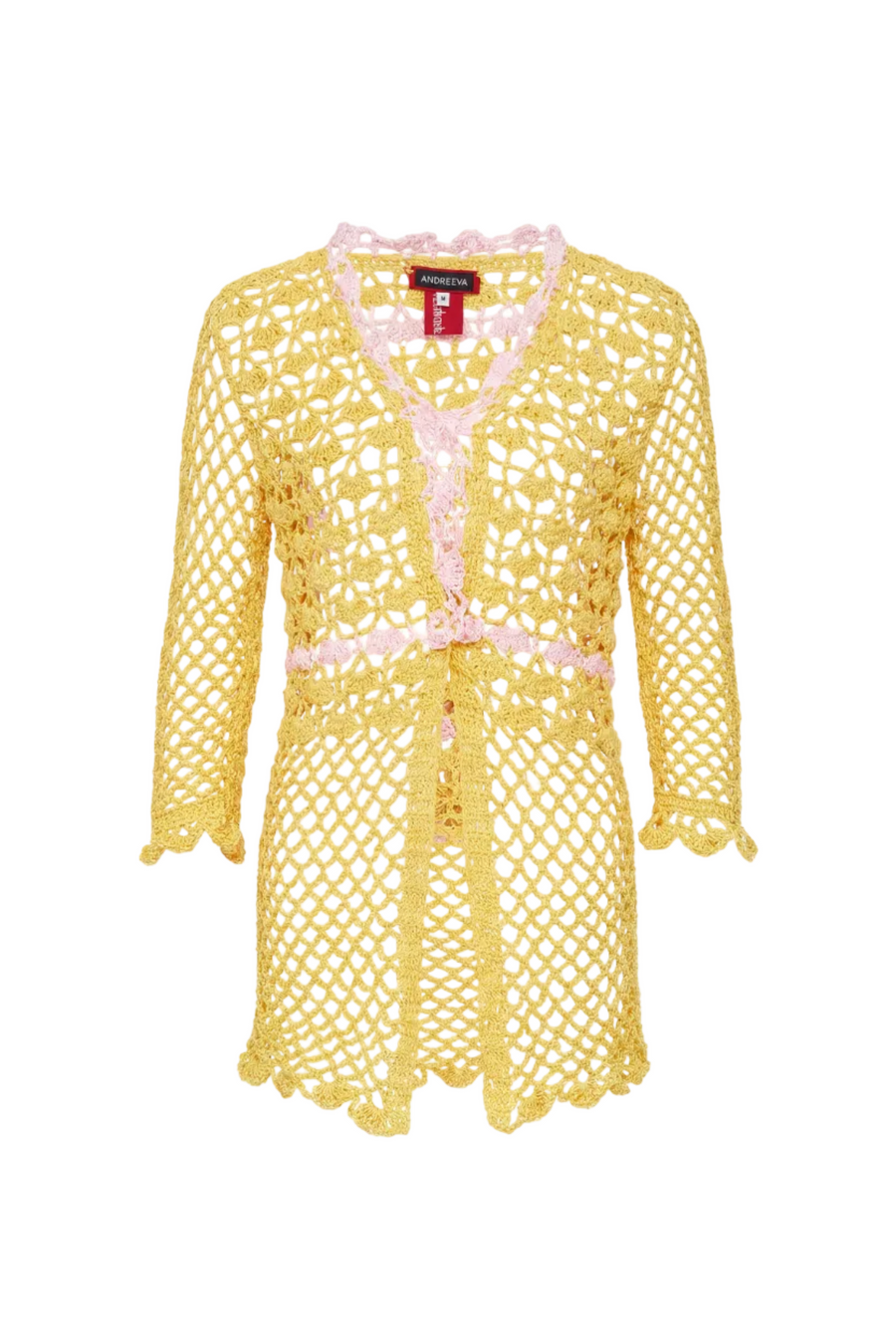 andreeva womens yellow crochet shirt