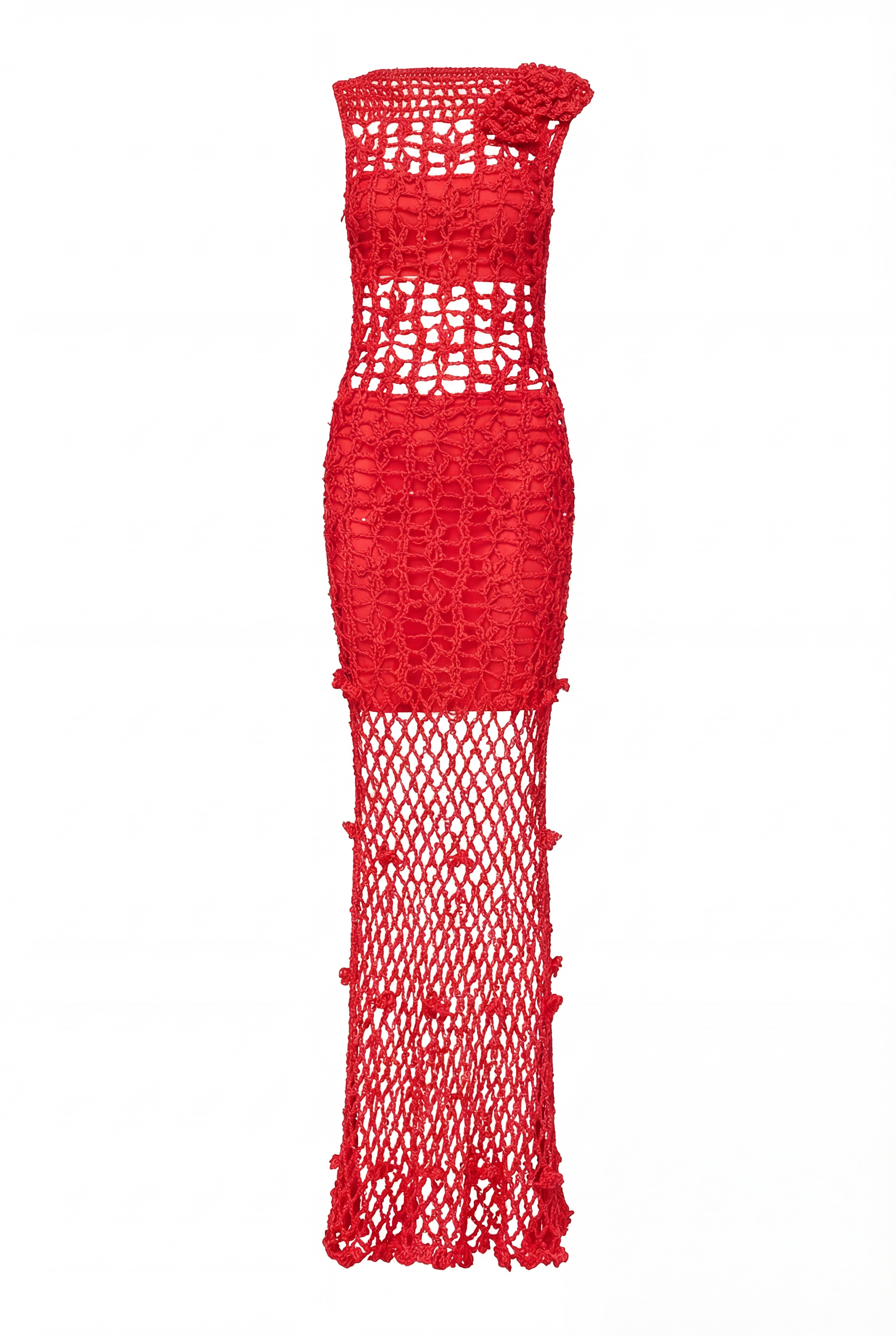 andreeva womens red maxi crochet dress