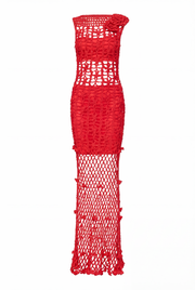 andreeva womens red maxi crochet dress