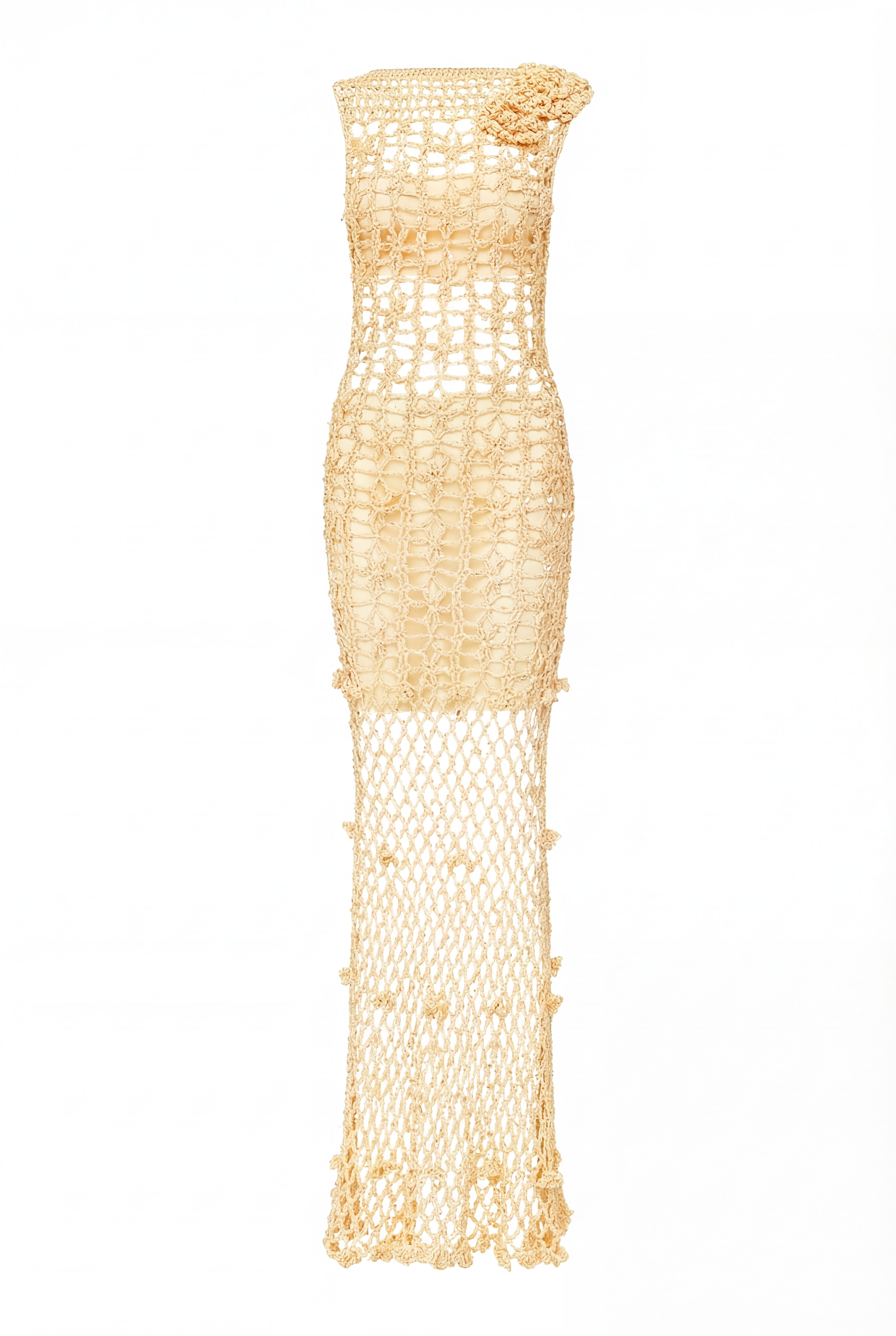 andreeva women's maxi yellow crochet dress