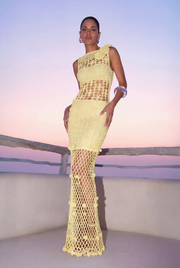 andreeva women's maxi yellow crochet dress