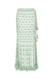 andreeva womens mint crochet midi skirt