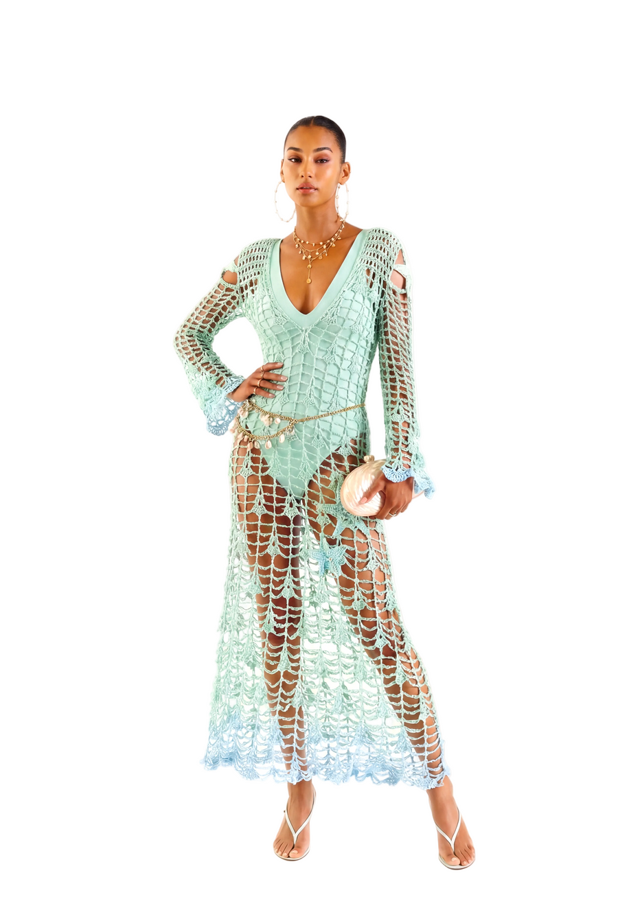 andreeva womsens maxi aqua crochet cover-up