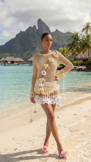 ANDREEVA WOMENS YELlow crochet top