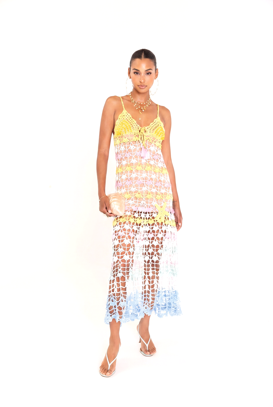 andreeva womens maxi multicolor crochet dress