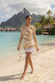 ANDREEVA WOMENS YELlow crochet top