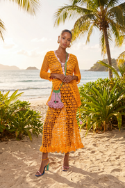 andreeva womens orange crochet shirt