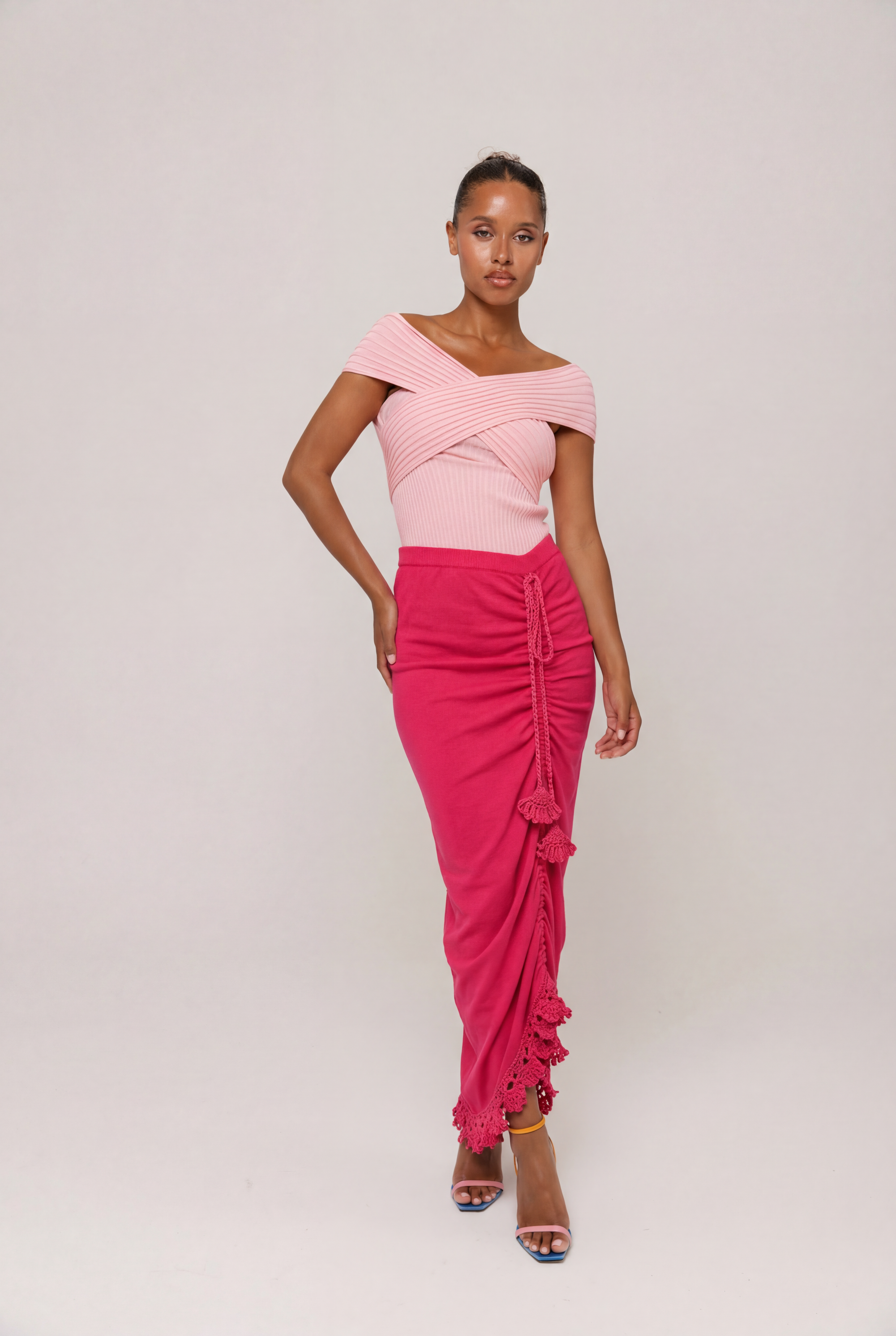 andreeva womens pink knit skirt