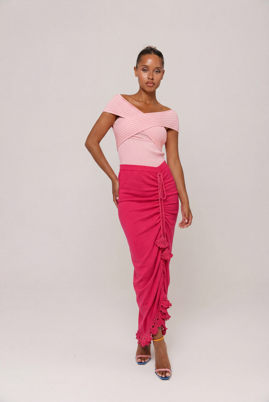 andreeva womens pink knit skirt