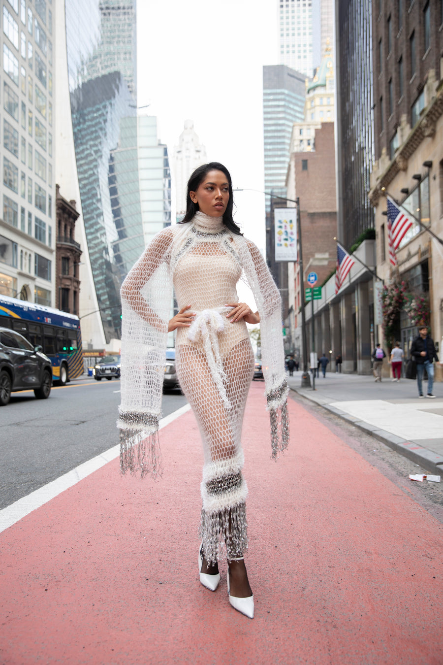 ANDREEVA | White Rose Handmade Knit Dress ANDREEVA | White Rose Handmade Knit Dress