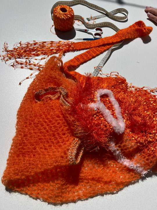andreeva orange handmade knit dress