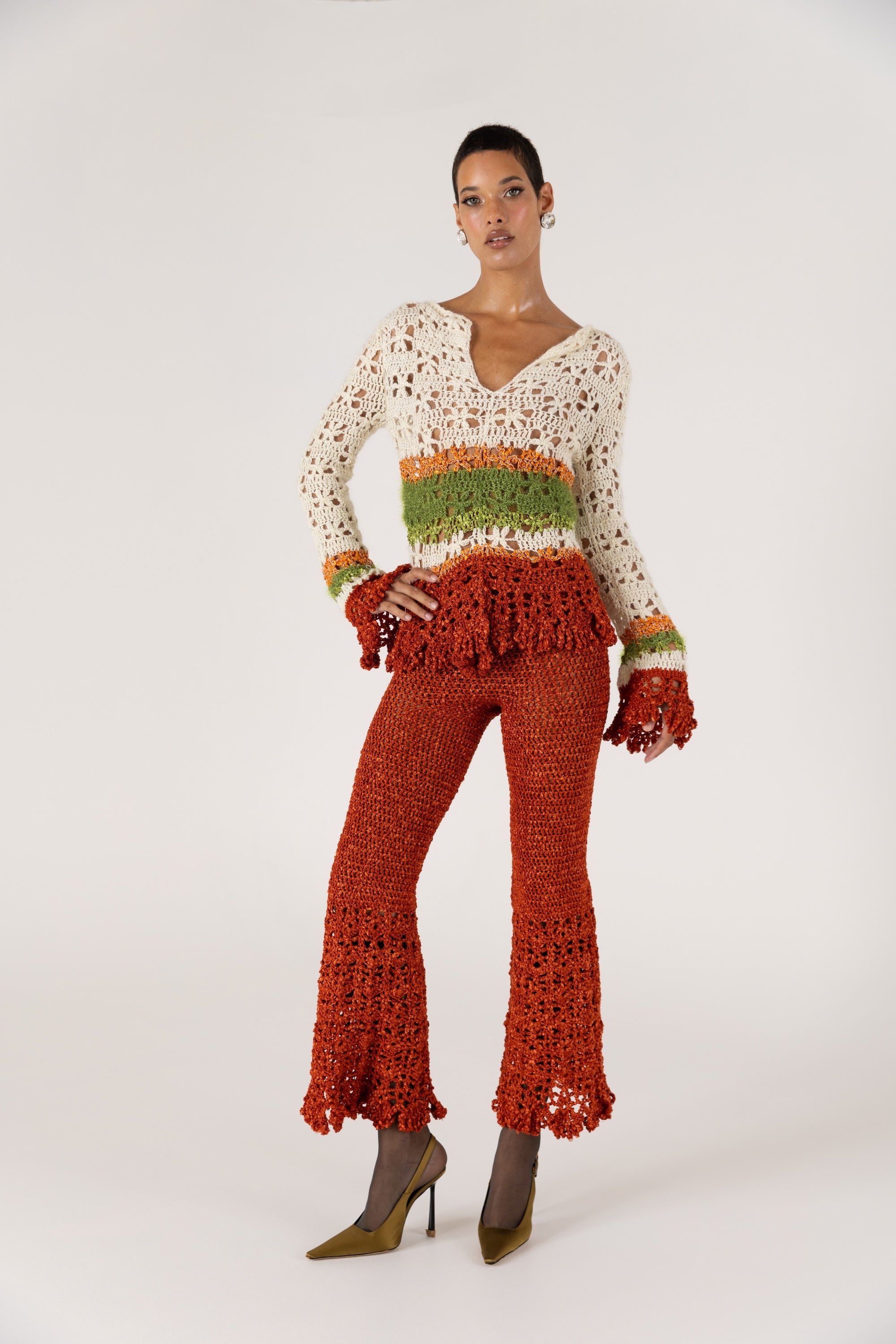 andreeva women's crochet wide pants