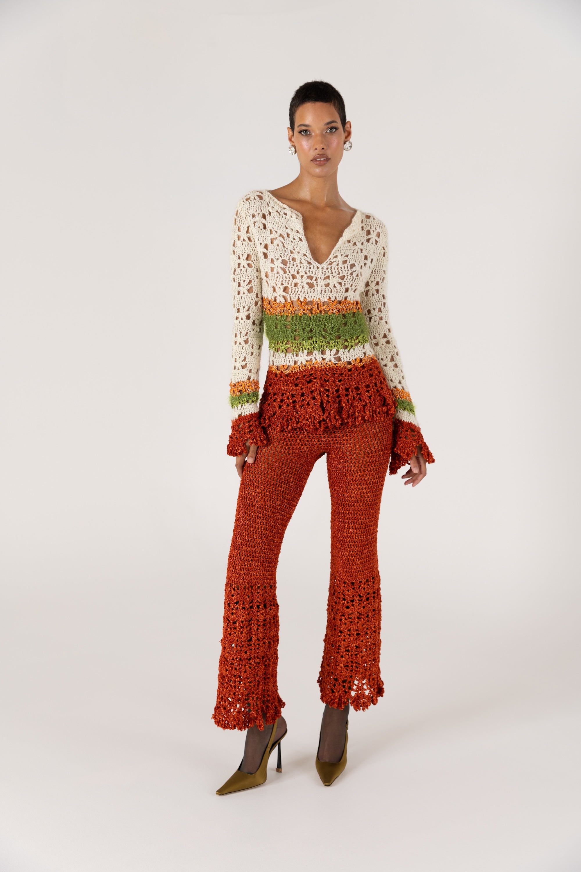 andreeva women's crochet wide pants