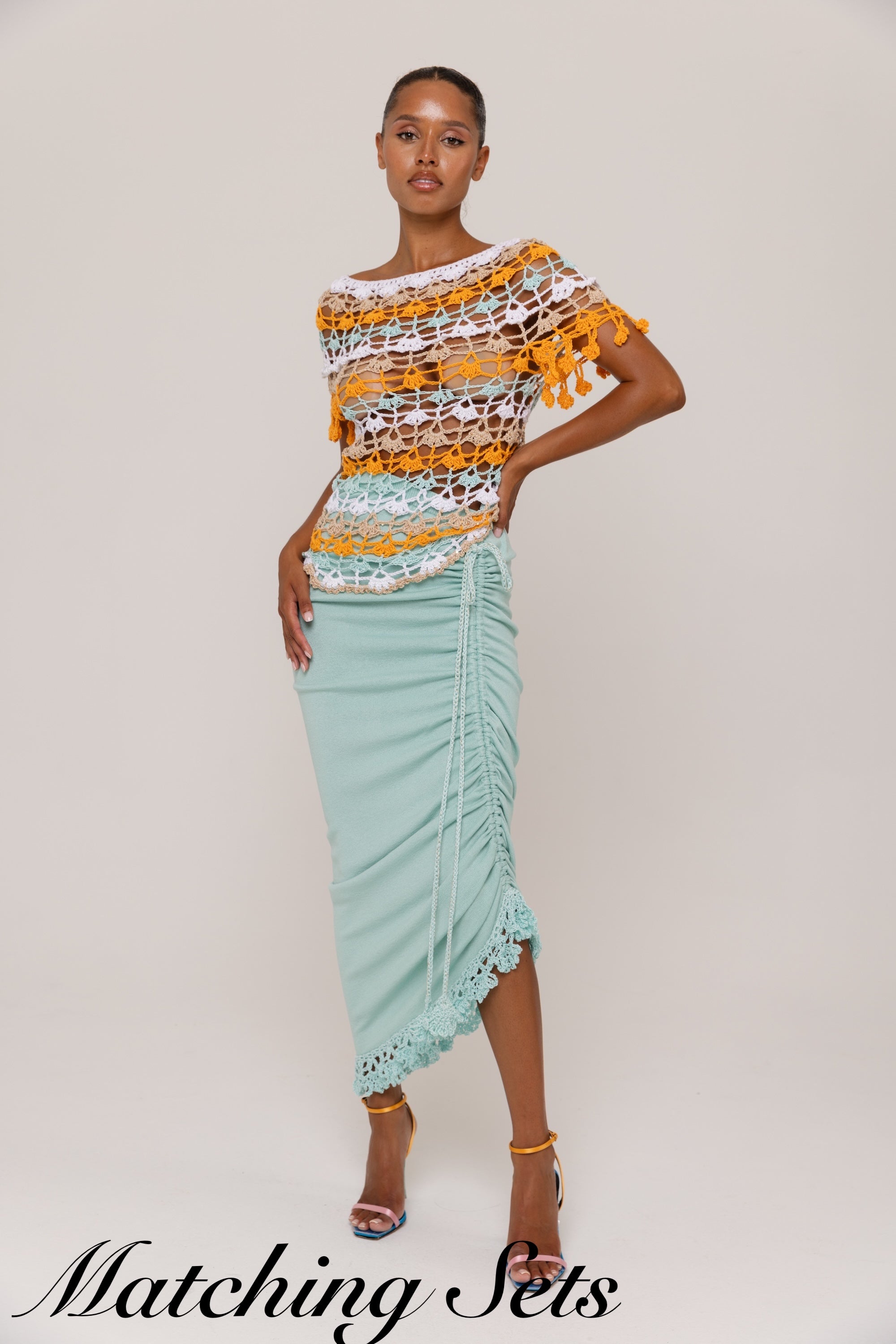 andreeva womens multicolor crochet top