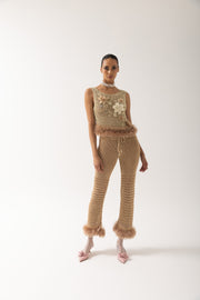 andreeva gold crochet top