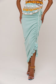 andreeva womens mint knit skirt with embroidery