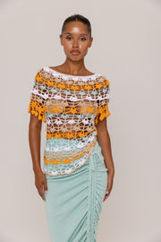 andreeva womens mint knit skirt with embroidery