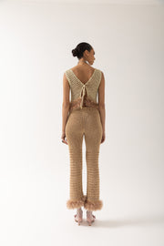 andreeva brown handmade knit pants