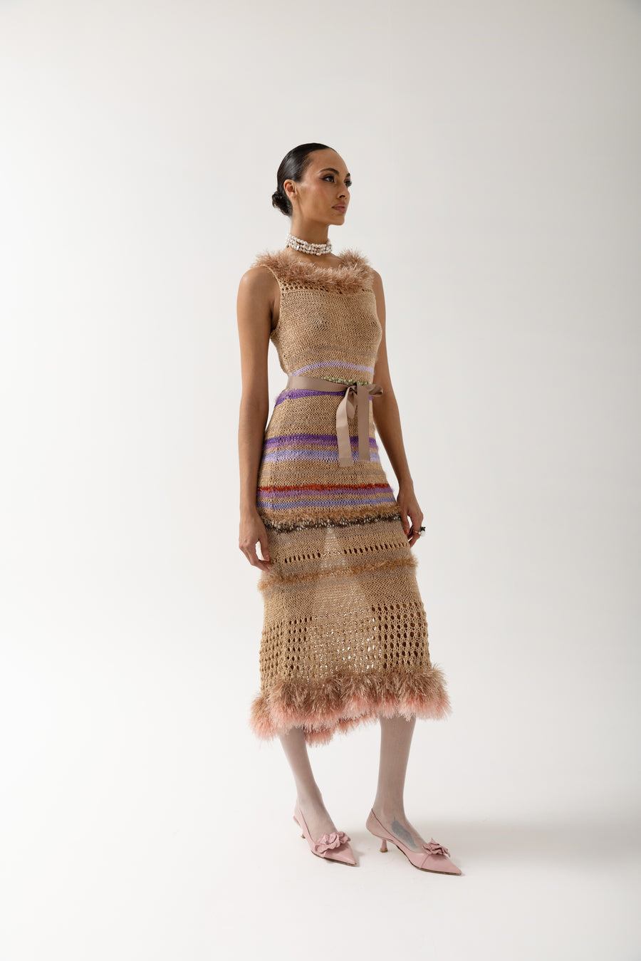 andreeva brown handmade knit dress