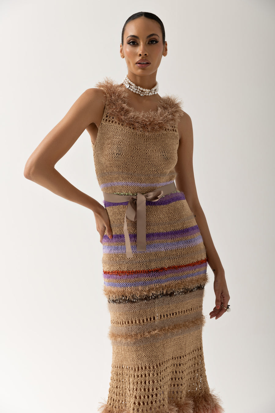 andreeva brown handmade knit dress