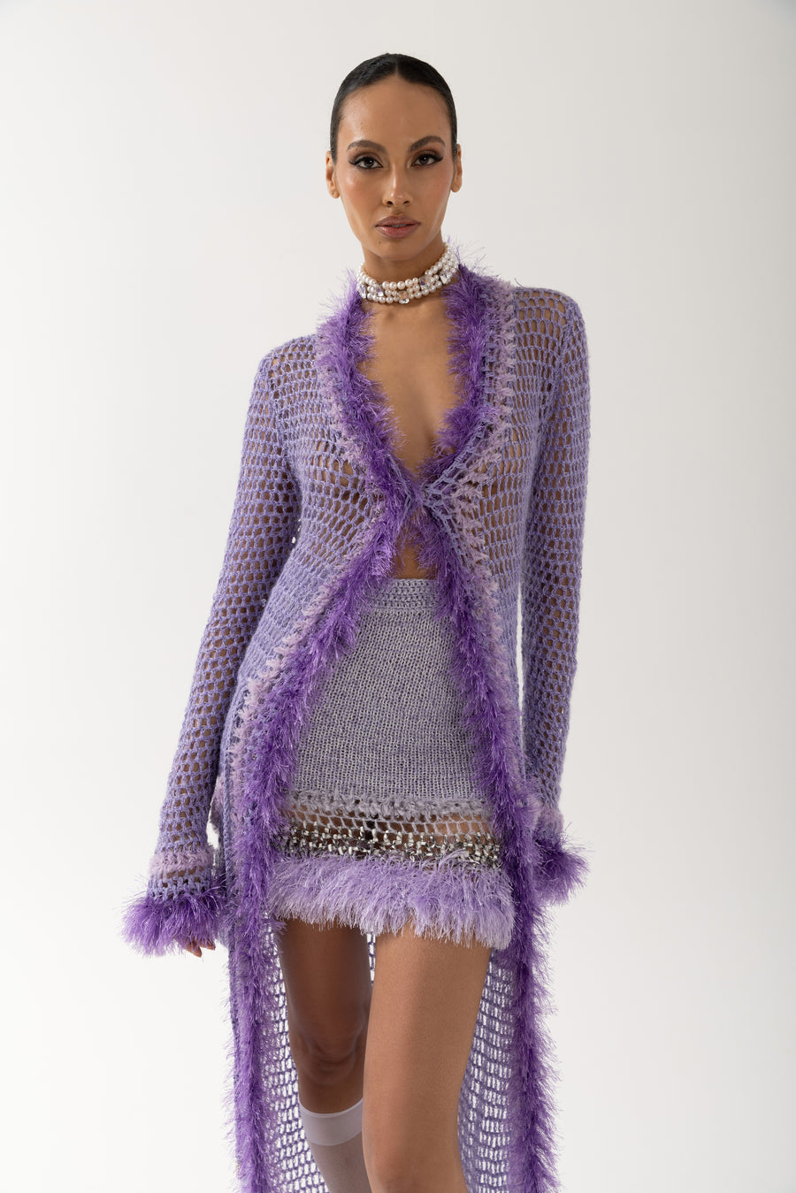 andreeva violet handmade knit cardigan dress