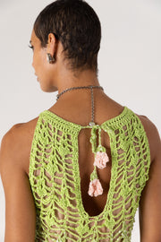 andreeva womens green crochet mini dress
