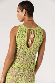 andreeva womens green crochet mini dress